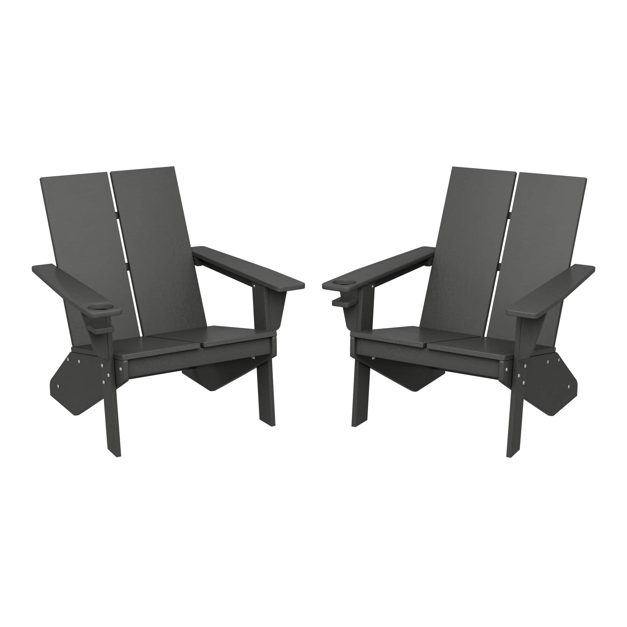 WestinTrends - Riviera Outdoor HDPE Modern Adirondack Chair with Cup Holder (Set of 2) - Gray price history on PriceWatchPro