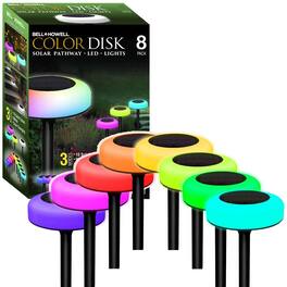 Bell + Howell - Color Changing LED Solar Powered Disk Lights - 8 Pack