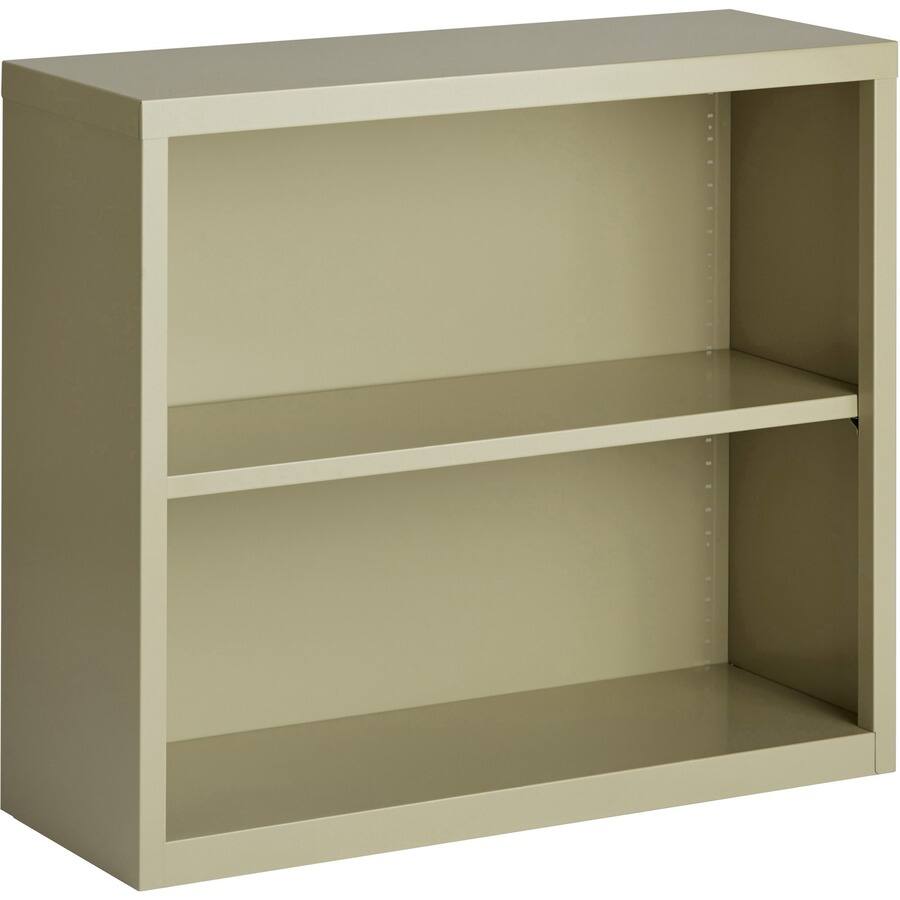 Left. Lorell - Lorell Fortress Series Bookcase 34.5" W x 13" D x 30" H 2 x Shelf Putty Powder Coated Steel Recycled - Putty|Beige.