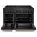 Angle. ZLINE - 48 in. Wide 8 Burner Designer 6.7 cu. ft. Double Oven Freestanding DuoPro Gas Range with Black and Bronze Accents - Black Satin Stainless Steel.