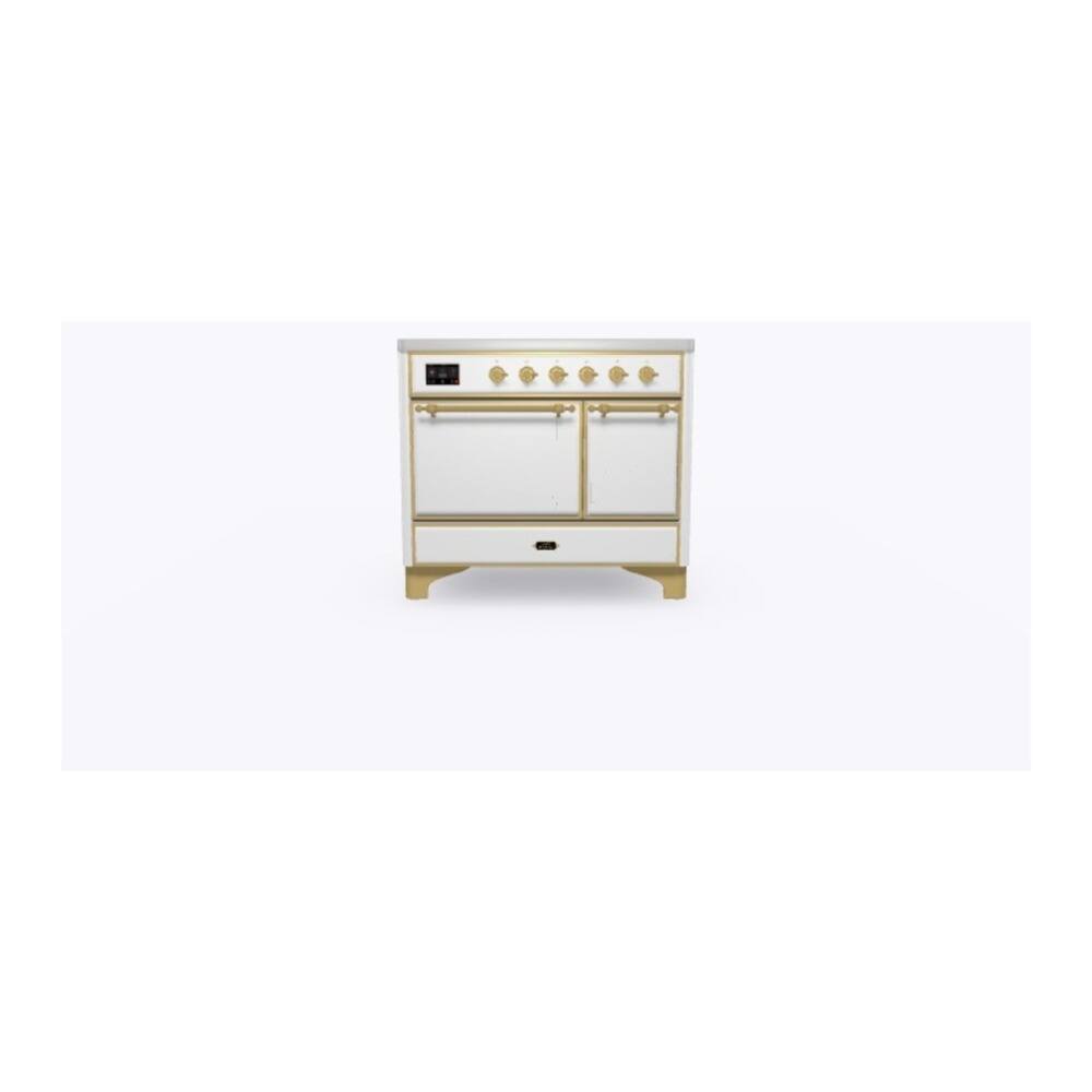 Alt View 4. ILVE - ILVE Majestic II 40 inch Induction Range with 6 Elements (White, Brass Trim) - White.