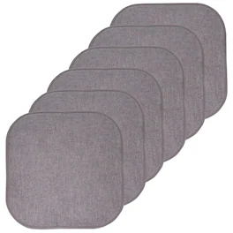Sweet Home Collection - Alexis Memory Foam No Slip Back 16" x 16" Chair Pad Cushions, 6-Pack - Gray/Silver