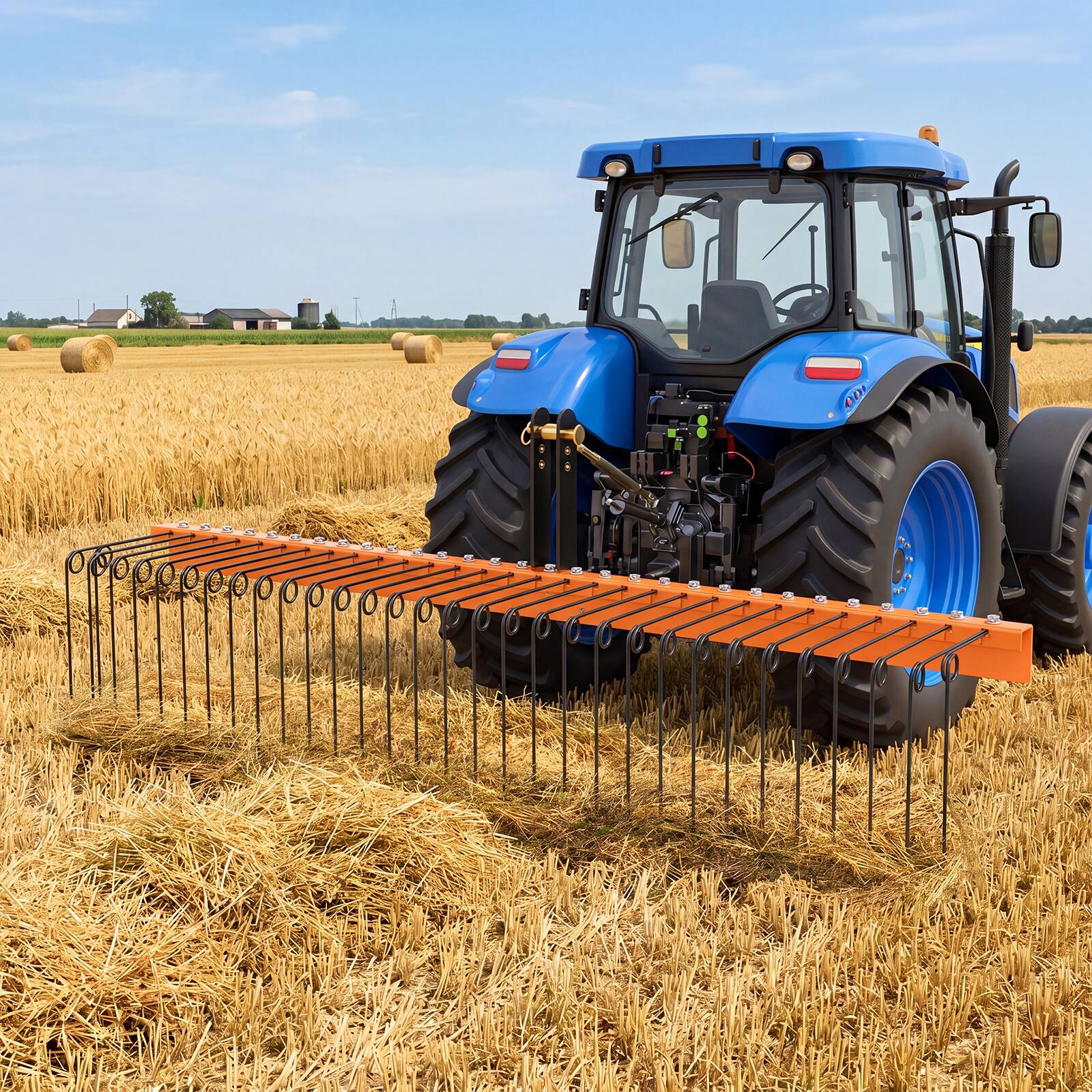 Alt View 3. Gymax - Gymax 72''Pine Straw Rake Tow Behind Landscape Rake w/ 30 Metal Coil Tines for Grass Orange & Black - Orange.