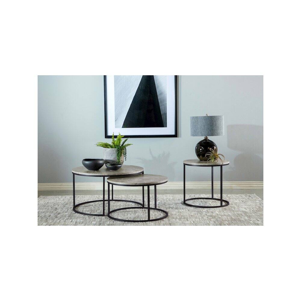 Alt View 5. Coaster Co. of America - Lainey 2-piece Round Faux Marble Nesting Coffee Table Grey - Gray.