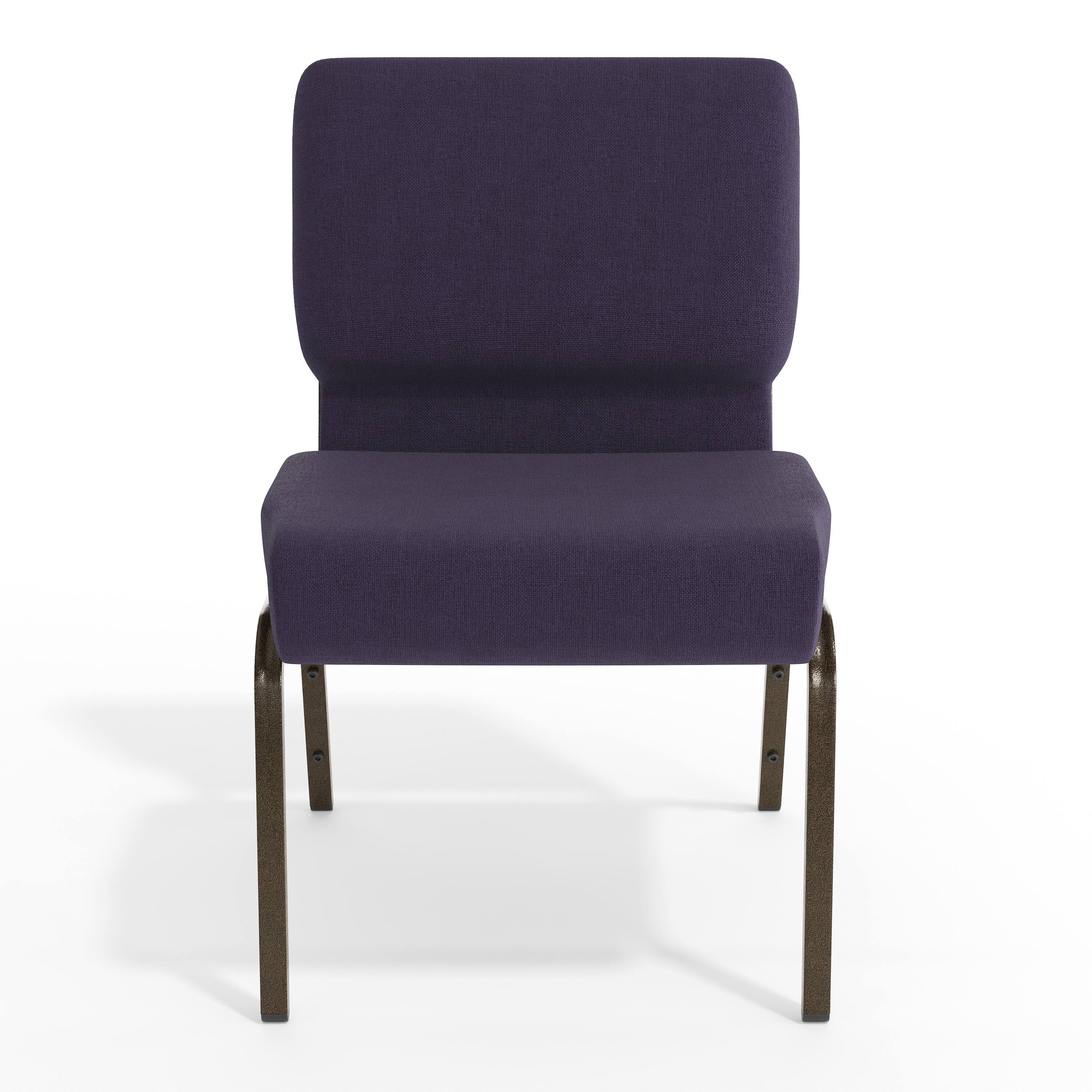 Alt View 9. Emma + Oliver - 21"W Stackable Church/Reception Guest Chair - Royal Purple Fabric/Gold Vein Frame.