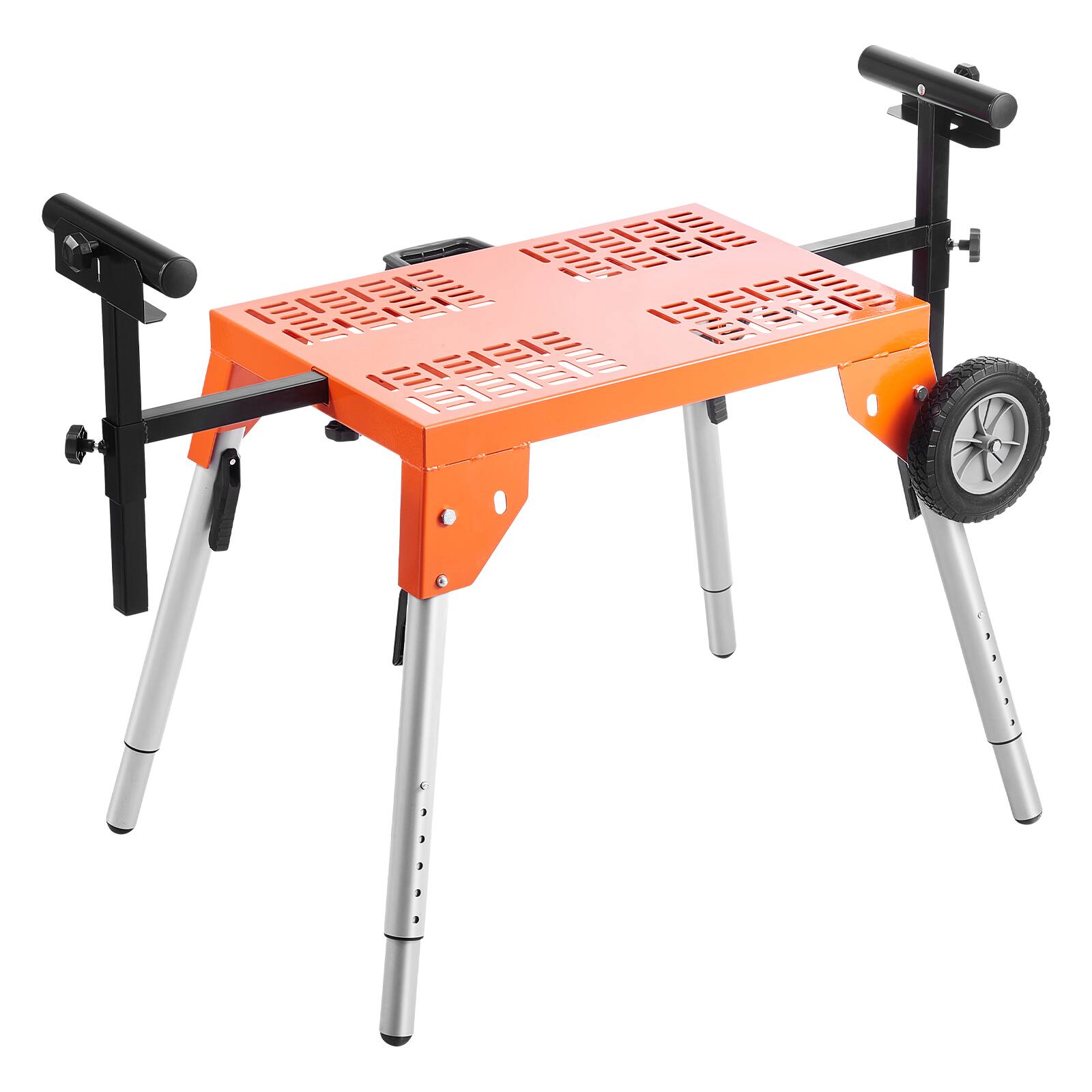 Alt View 5. VEVOR - Miter Saw Stand with Tabletop and Wheels, 330lbs Load Capacity Steel Collapsible Rolling Stand for Miter Saw - Silver;Black;Orange.