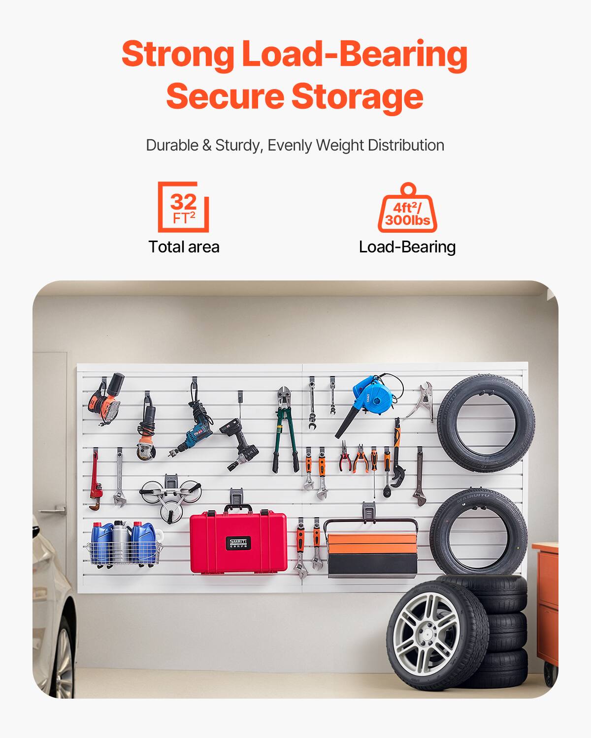 Strong Load-Bearing Secure Storage

Durable & Sturdy, Evenly Weight Distribution

32 FT² Total area

4ft²/300lbs Load-Bearing