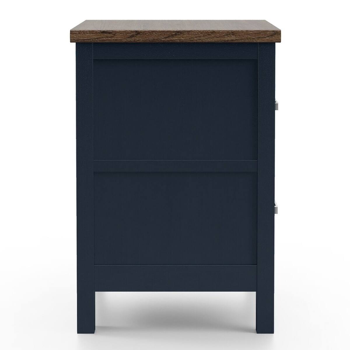 Back. Loheer - Loheer Modern Farmhouse Nightstand, Two-Tone Blue and Dark Brown, Two Drawers - Blue and Dark Brown.