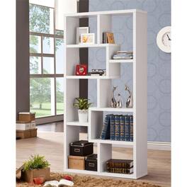 HTUTWOO - 8-Shelf Geometric Bookcase-Wooden Open Back Bookshelf,70.75" Tall Vertical Storage Display Shelving Unit for Living Room - White