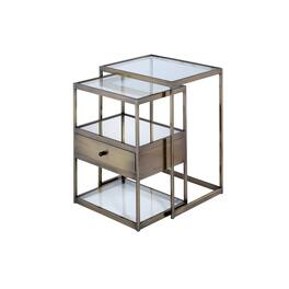 Manhattan Lane - Stylish Nesting Tables Set, Clear Glass & Brass, 2 Piece Pack - Clear Glass & Brass