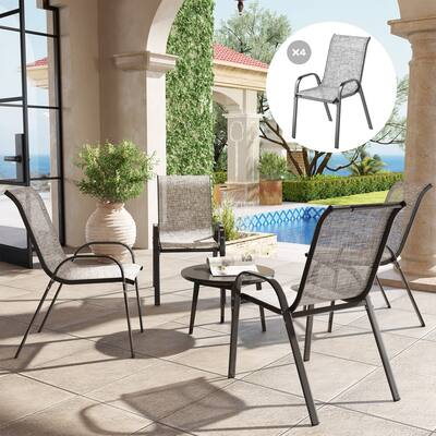 Outsunny Outdoor Dining Chairs Set of 4, Stackable Patio Dining