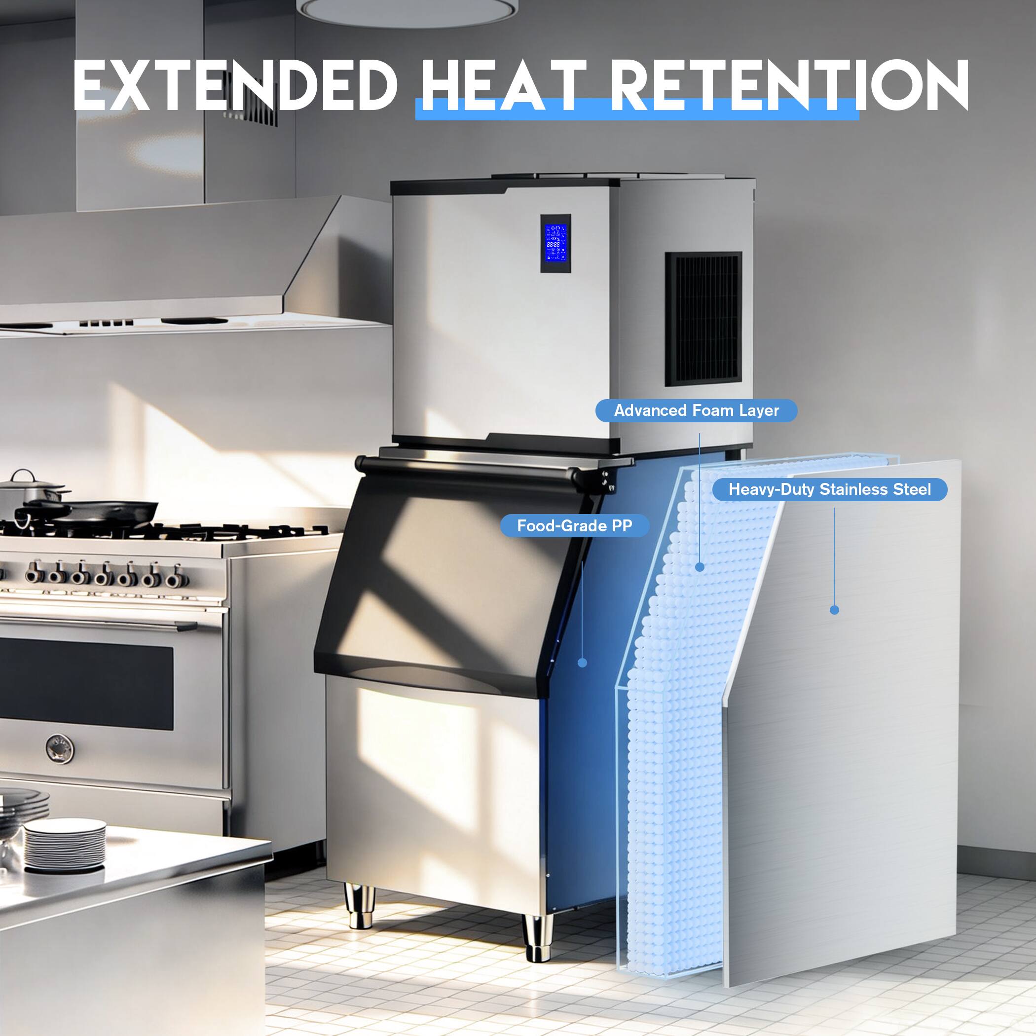EXTENDED HEAT RETENTION

- Advanced Foam Layer
- Heavy-Duty Stainless Steel
- Food-Grade PP