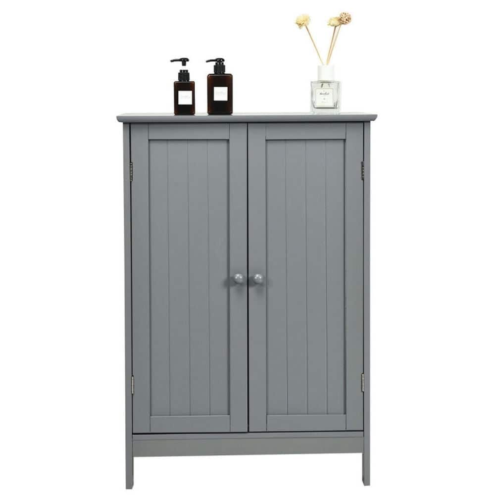 Kadyn - Bathroom Floor Storage Double Door Cupboard Cabinet- Bathroom Cabinets for Entryway Storage, Home Office Furniture - Gray