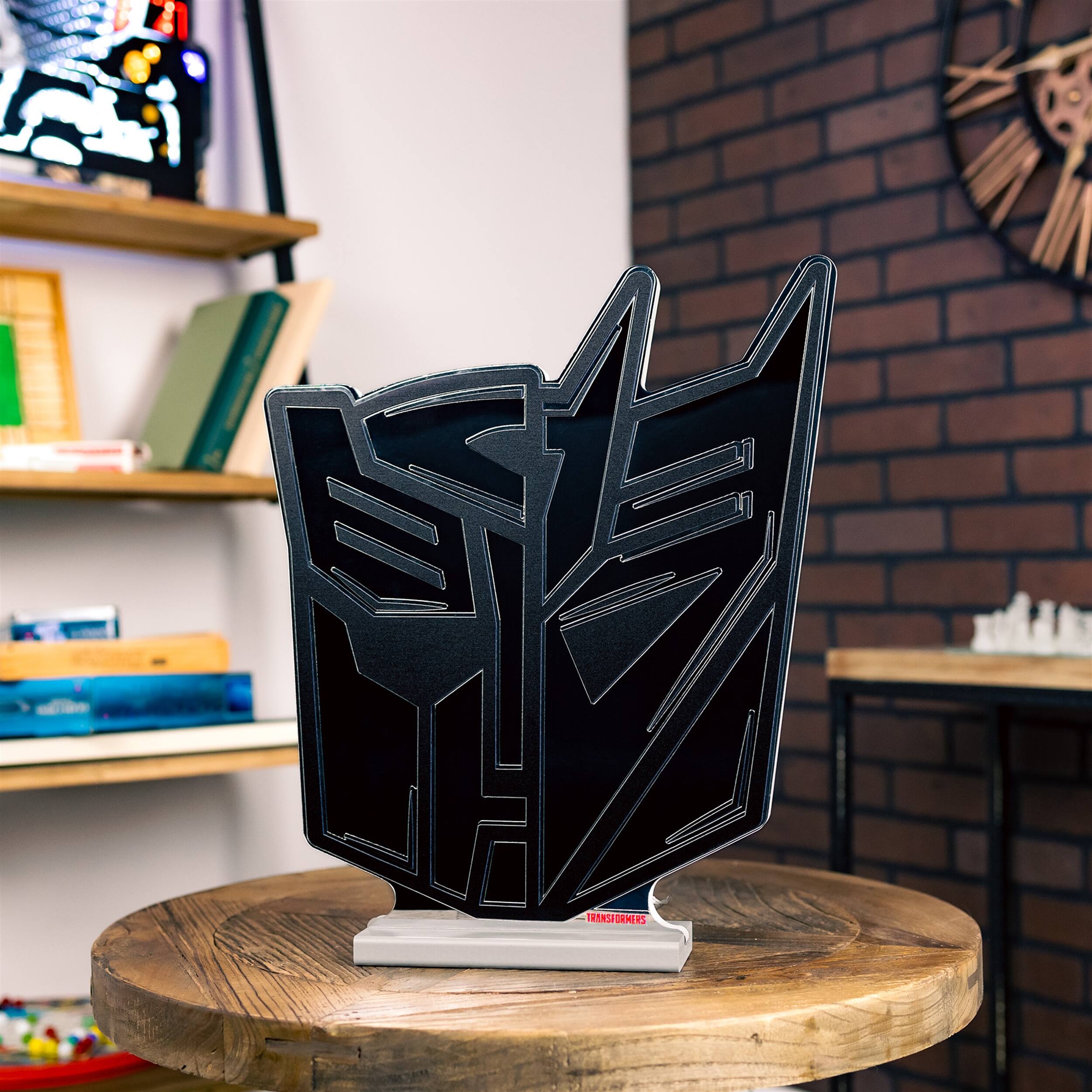 Left. BreeBe - Transformers Autobot/ Decepticon Ekkolight 24"H - Red, Purple, Black.