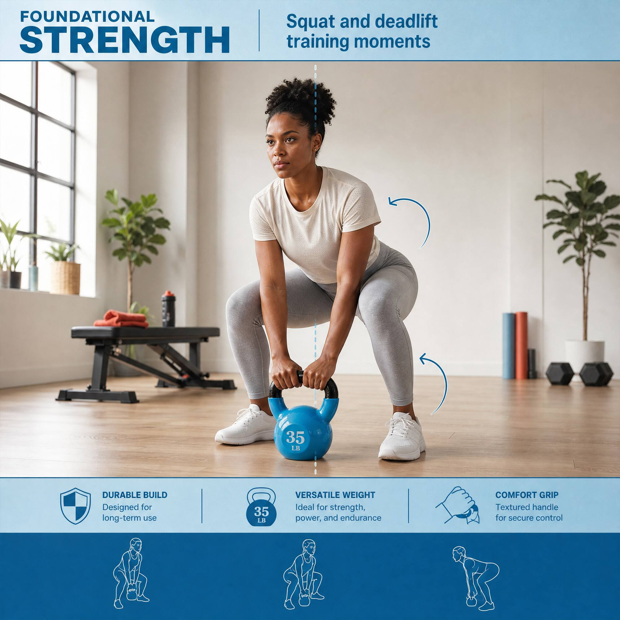 FOUNDATIONAL STRENGTH

Squat and deadlift training moments

35 LB

DURABLE BUILD
Designed for long-term use

35 LB

VERSATILE WEIGHT
Ideal for strength, power, and endurance

COMFORT GRIP
Textured handle for secure control