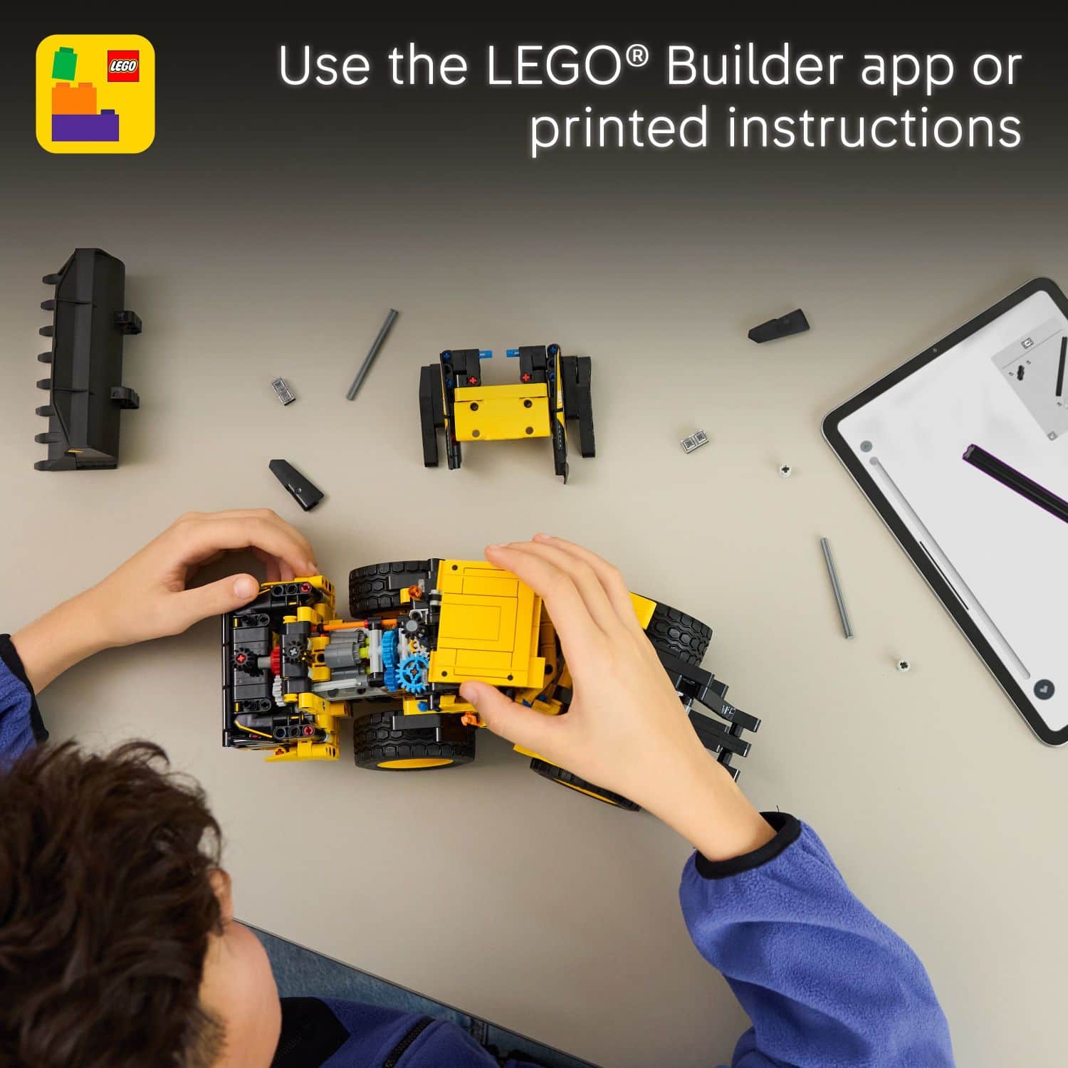 Use the LEGO® Builder app or printed instructions.