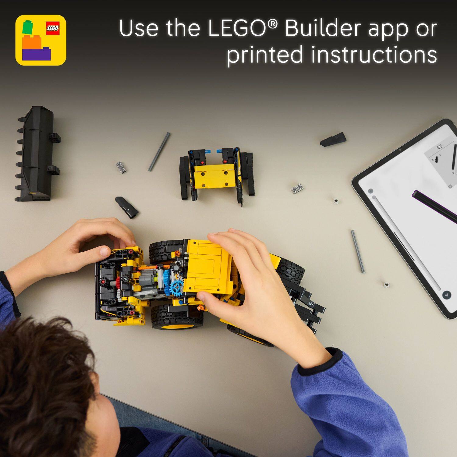 Use the LEGO® Builder app or printed instructions.