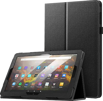 Front. SaharaCase - Bi-Fold Folio Case for Amazon Fire HD 10 (2023) - Black.