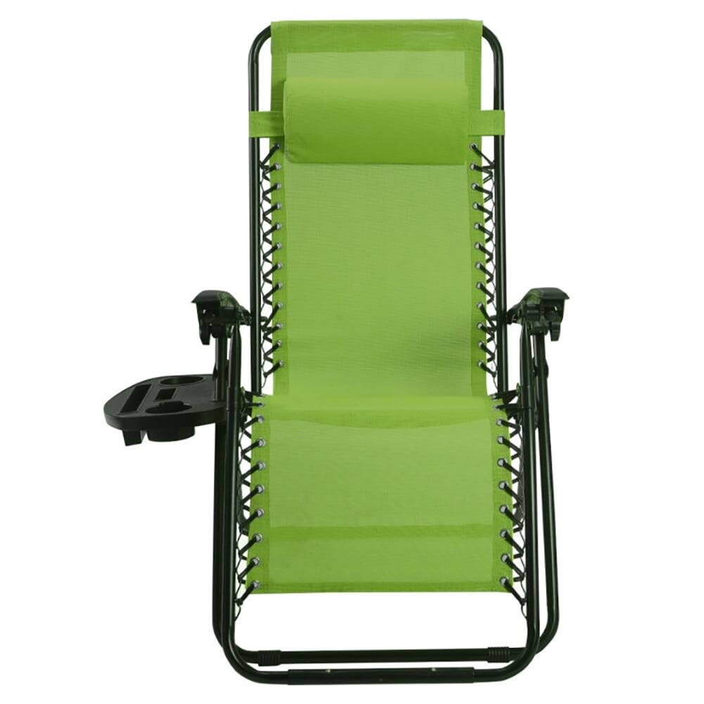 Kadyn - 2 Pieces Folding Lounge Chair with Zero Gravity- Zero Gravity Lawn Lounge Chairs with Cup Holder--Black - Green