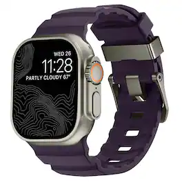 Dteck - Sport Band for Apple Watch Ultra 49mm/Series 11 10 9 8 7 6 5 4 SE 44/45/46mm, Durable Silicone Strap with Metal Hardware - Plum-Titanium Buckle
