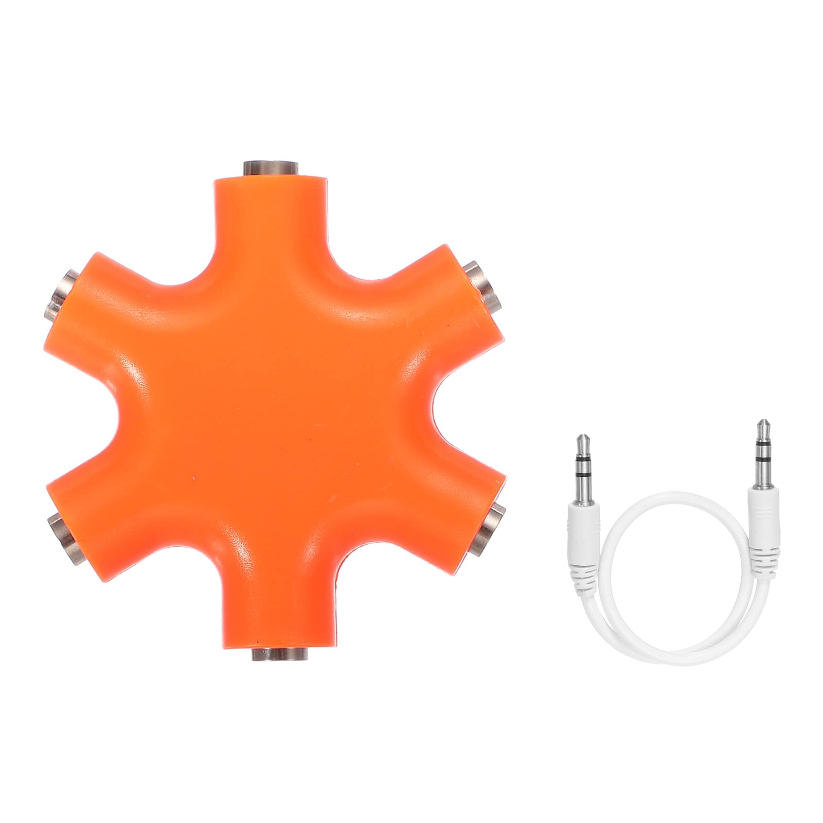 Unique Bargains - 3.5mm Headphone Splitter, 1 Male to 5 Female, with AUX Cable, 1pc - for Stereo Earphone/Headset - Orange
