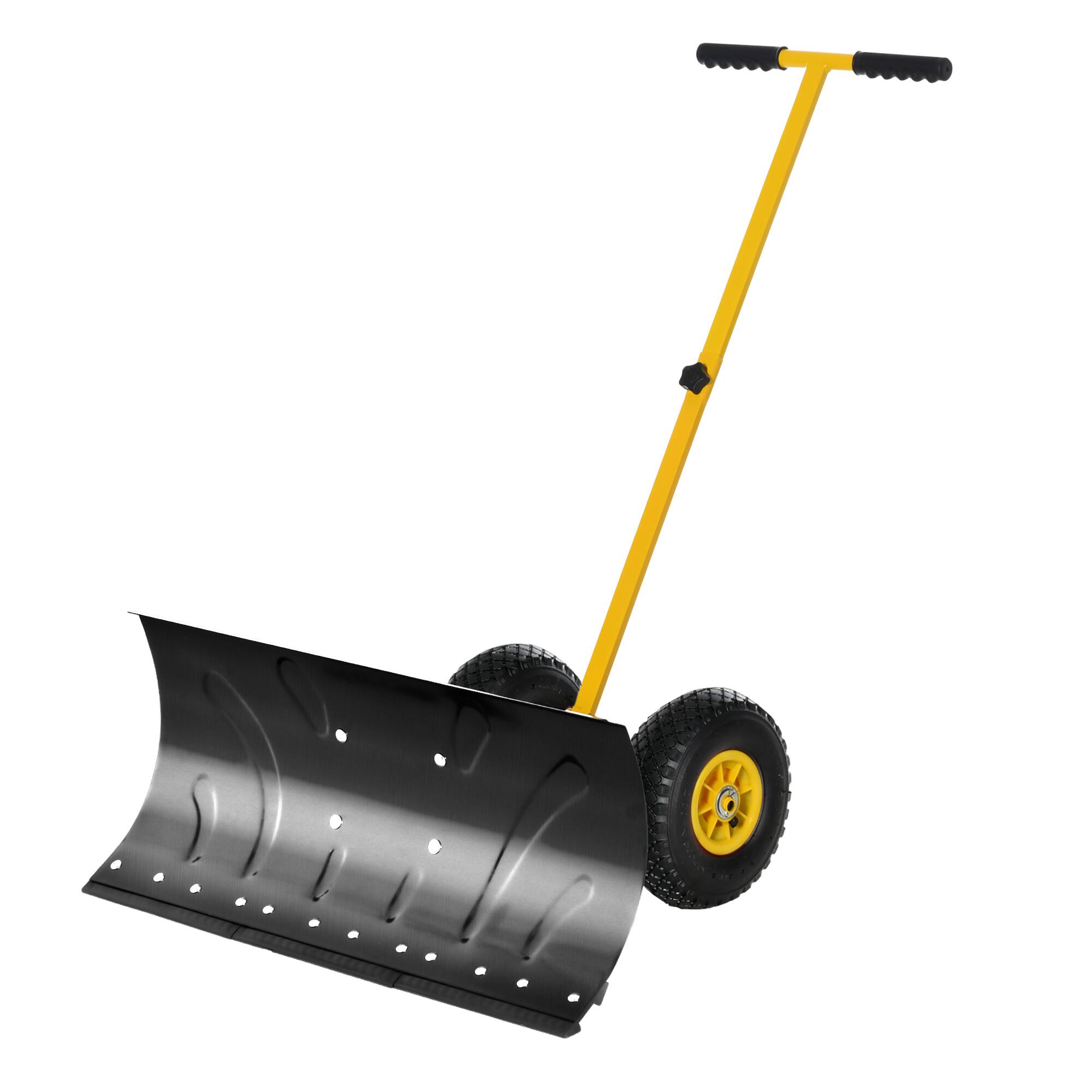 Front. Outsunny - Snow Shovel, Rolling Pusher with 29" Blade - Yellow/Black.
