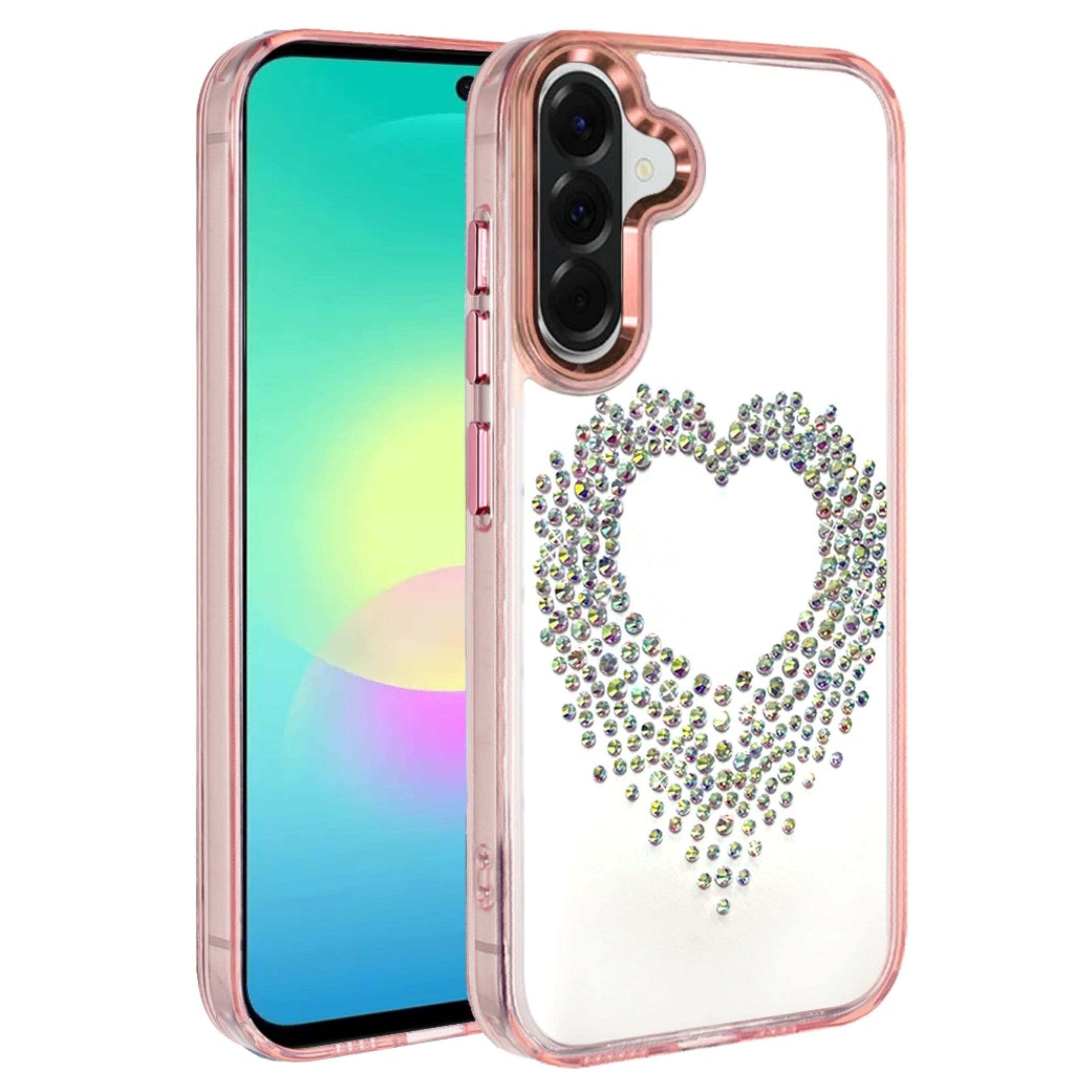 Kitcheniva - Heart Shaped Rhinestones On Clear Cover Plus Tempered Glass For Samsung A27 5G - Rose Gold price history on PriceWatchPro