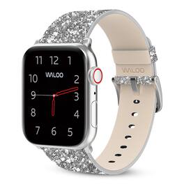Waloo - Leather Bling Replacement Band for Apple Watch - 40/41/42mm - Silver