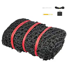 VEVOR - Round Bale Hay Net, 4.92 x 4.92 x 4.92 ft, 1.5 inch Holes, PE Material, Knotless Design, with Zip Ties, Needle Shuttle - Black