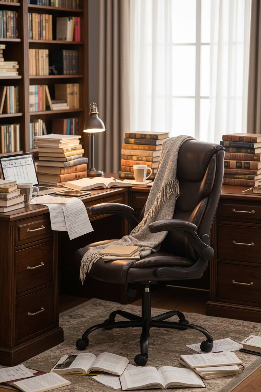 The text in the image appears to be a mix of characters and symbols that are not clearly legible. However, based on the context of the image, which shows a study or work environment with books and papers, it seems to be related to academic or research work. Here is a possible interpretation and correction:

- "t 0 I de . LooN"

This could be a fragment of a sentence or a code. Without more context, it's difficult to correct accurately. If it's part of a larger text, it might be:

- "The idea is to learn."

This is a common phrase in an academic or research setting.