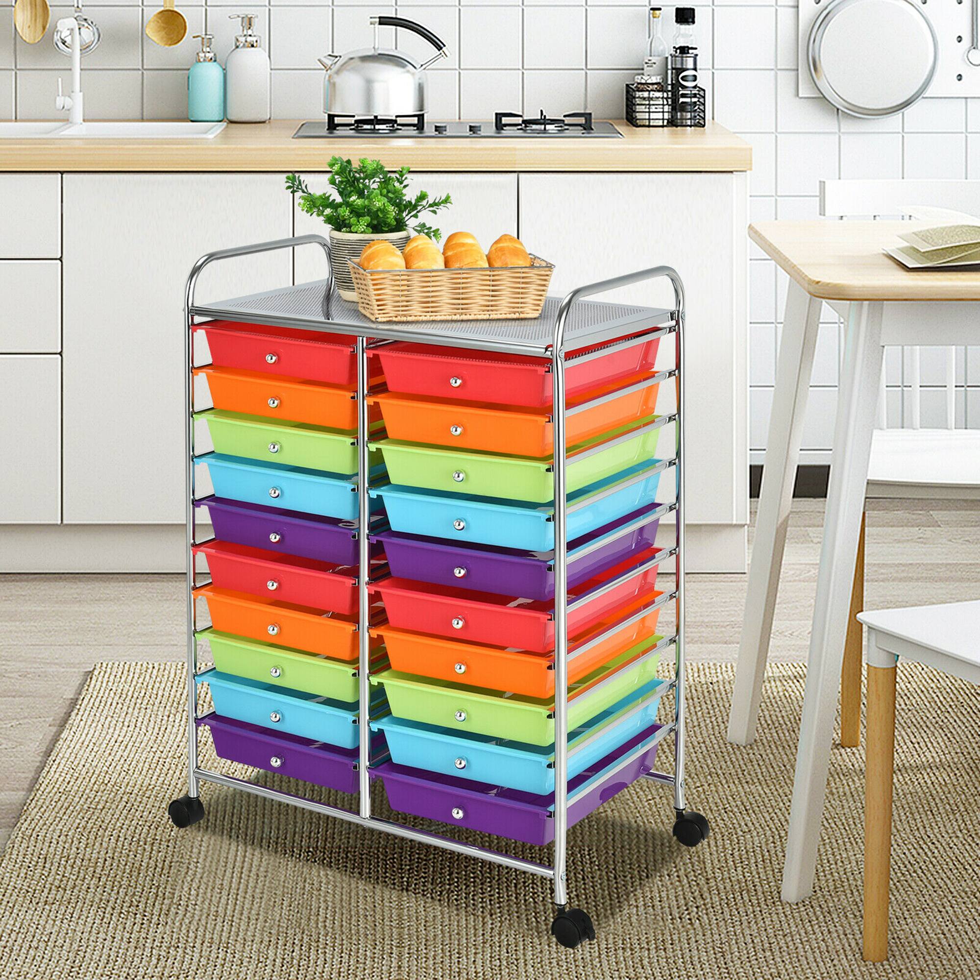 Alt View 2. Gymax - Gymax Office Rolling Cart 20 Storage Drawers Scrapbook Paper Studio Organizer Polychromatic - Multicolor.