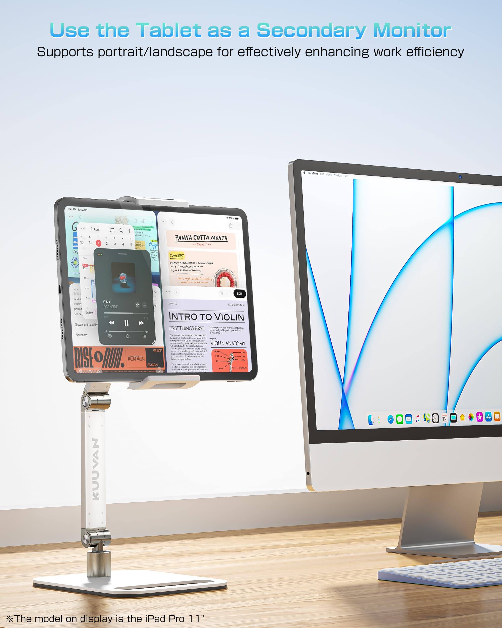 Use the Tablet as a Secondary Monitor  
Supports portrait/landscape for effectively enhancing work efficiency  

The model on display is the iPad Pro 11"