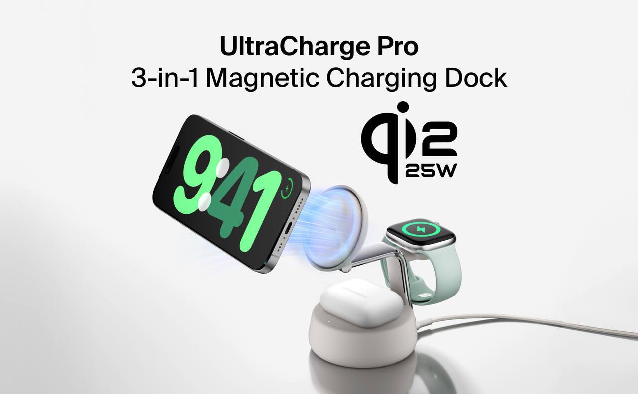 UltraCharge Pro 3-in-1 Magnetic Charging Dock  
qi 25W  
9:41