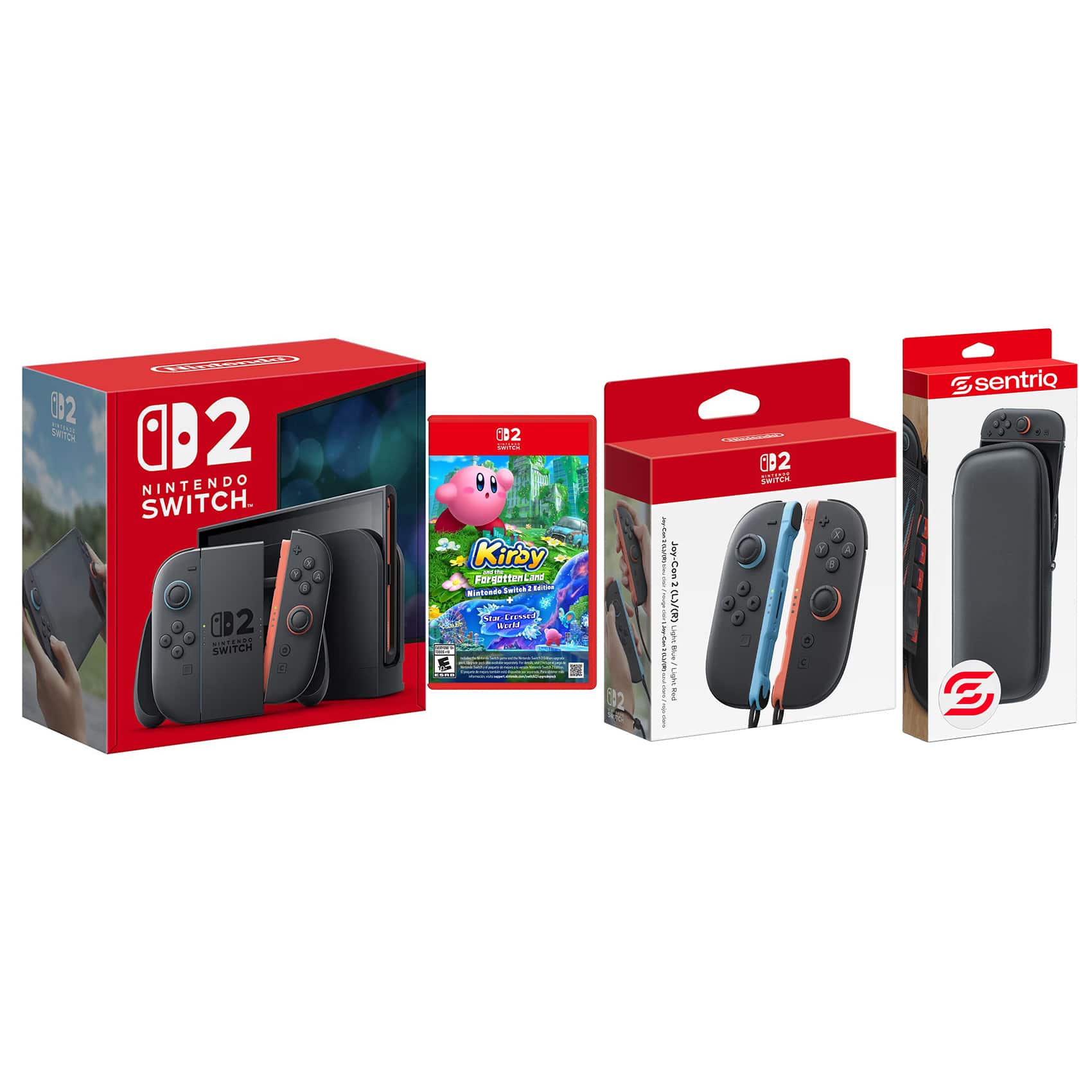 Switch 2 Console with Kirby and the Forgotten Land, Extra Joy-Cons and Protective Case Bundle - Nintendo Switch 2
