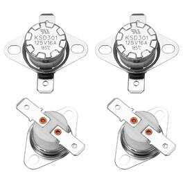 Unique Bargains - 4pcs KSD301 Thermostat 185°C/365°F 16A Normally Closed N.C Adjust Snap Disc Temperature Switch Ceramic - Silver
