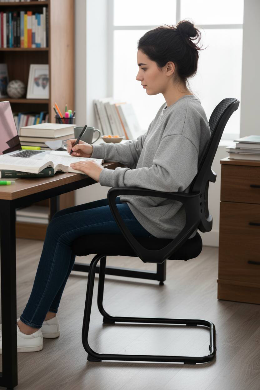 Alt View 2. AOITUN - Reception Guest Chair, Stationary Non Rolling Mesh Mid Back Computer Office Desk with Lumbar Support for Home - Black.