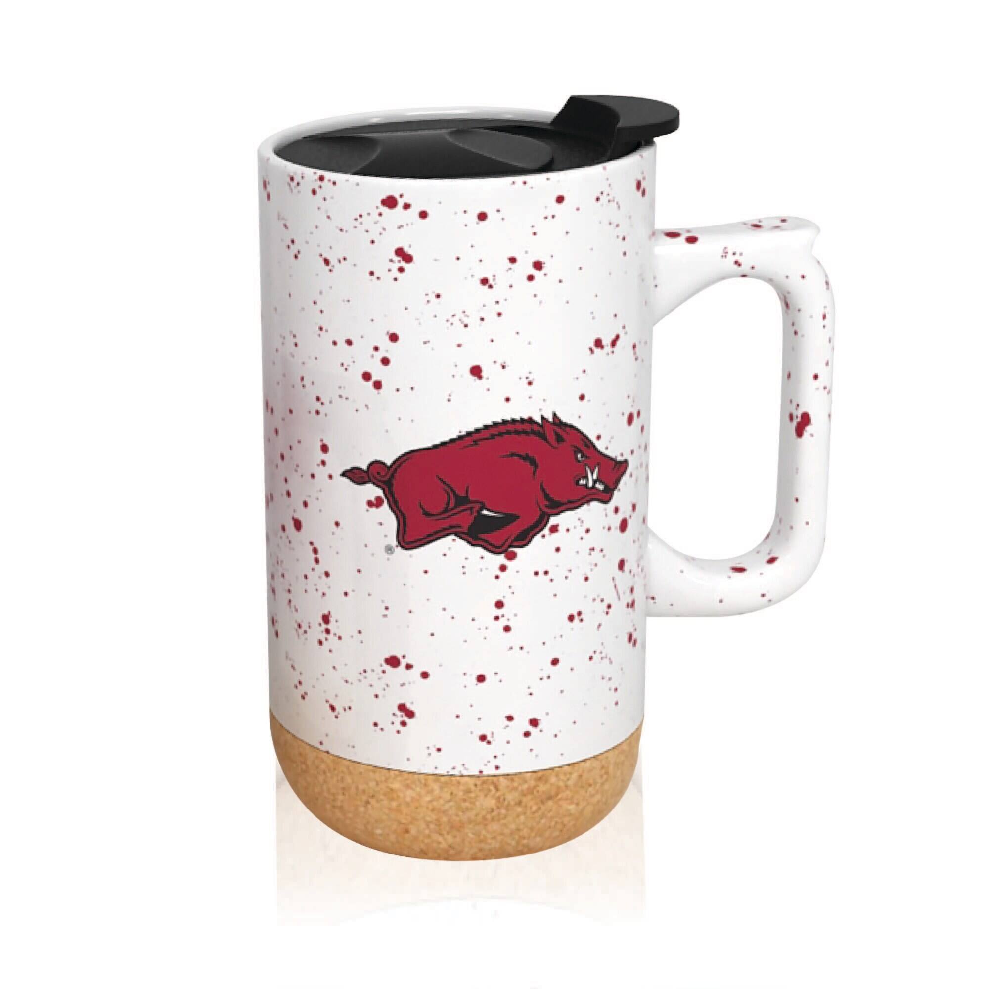 Alt View 1. Indigo Falls - Arkansas Razorbacks 18oz. Speckle Cork Mug - Cream.