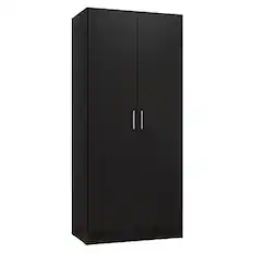 Front. Madesa - Madesa 2 Door Wardrobe with Ample Shelf and Hanging Space 31"L - Black - Black.