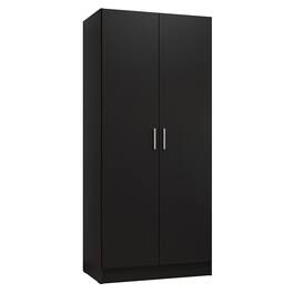 Madesa - 2 Door Wardrobe Storage Cabinet with Hanging Space and Ample Shelf 31"L - Black