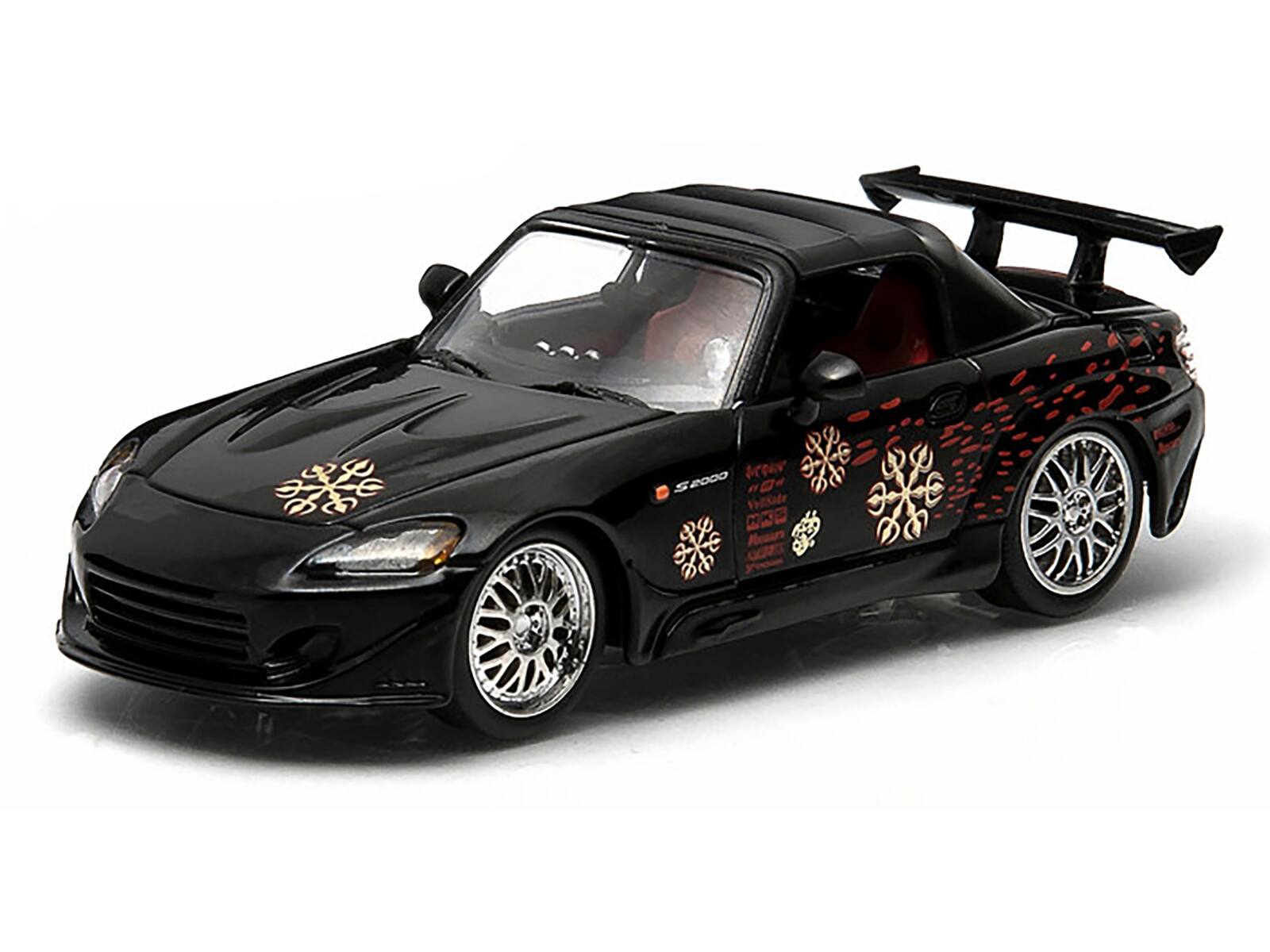 Angle. Greenlight - Johnny's 2000 Honda S2000 Black "The Fast and The Furious" Movie (2001) 1/43 Diecast Model Car by Greenlight - Black.