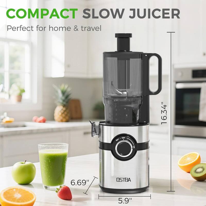 COMPACT SLOW JUICER  
Perfect for home & travel  

16.34"  
6.69"  
5.9"