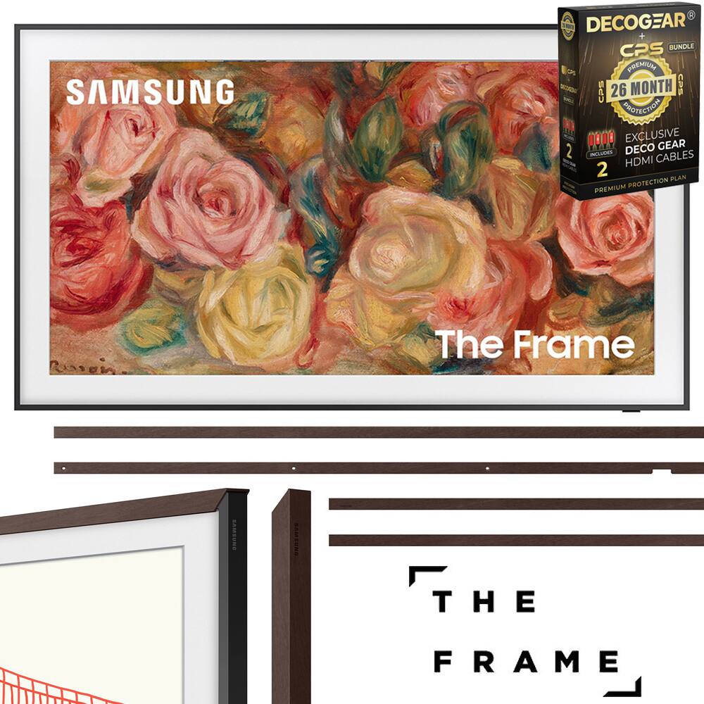 SAMSUNG  
The Frame  

DECOCGEAR + CPS BUNDLE  
26 MONTH CPS PROTECTION  
EXCLUSIVE DECO GEAR HDMI CABLES  
PREMIUM PROTECTION PLAN  

THE FRAME