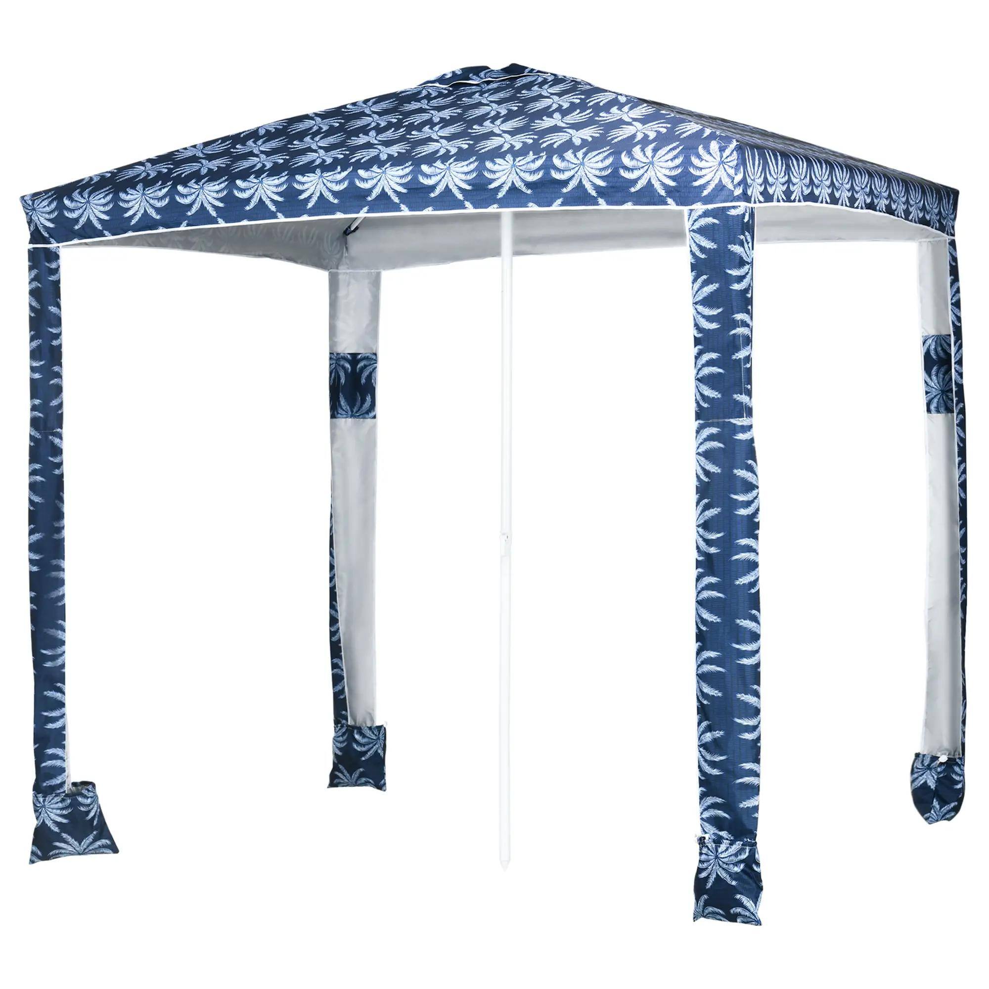 Alt View 7. Spaco - Spaco 6.5' Quick Beach Cabana Umbrella, UV50+, Easy Setup with Sandbags - Blue.