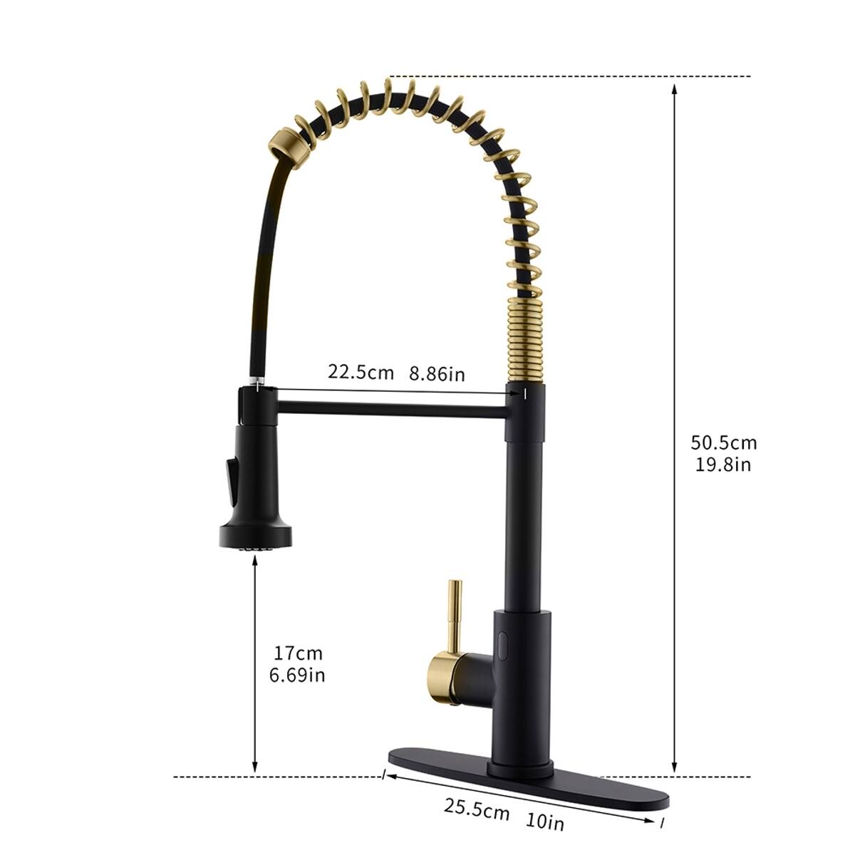 22.5cm 8.86in  
50.5cm 19.8in  
17cm 6.69in  
25.5cm 10in
