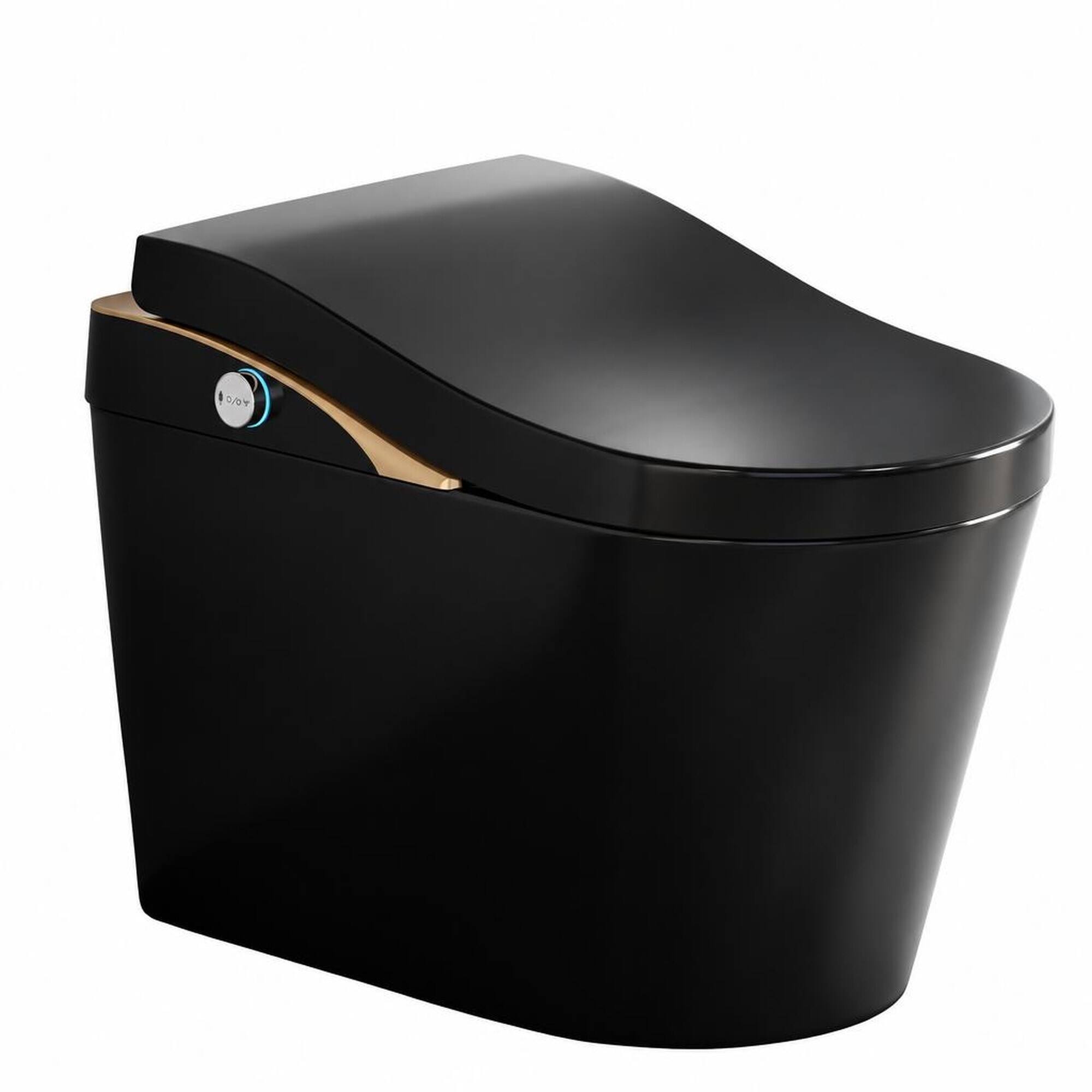 Front. RYHNUYNE - One Piece Tankless Smart Toilet With Bidet, Auto Flush Auto Open and Close Heated Seat Warm Water and Dry Foam Shield - Black.
