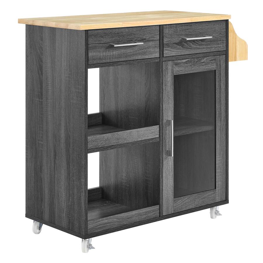 Nataral Rak Culinary Kitchen Cart With Spice Rack by Modway Charcoal Natural EEI ...