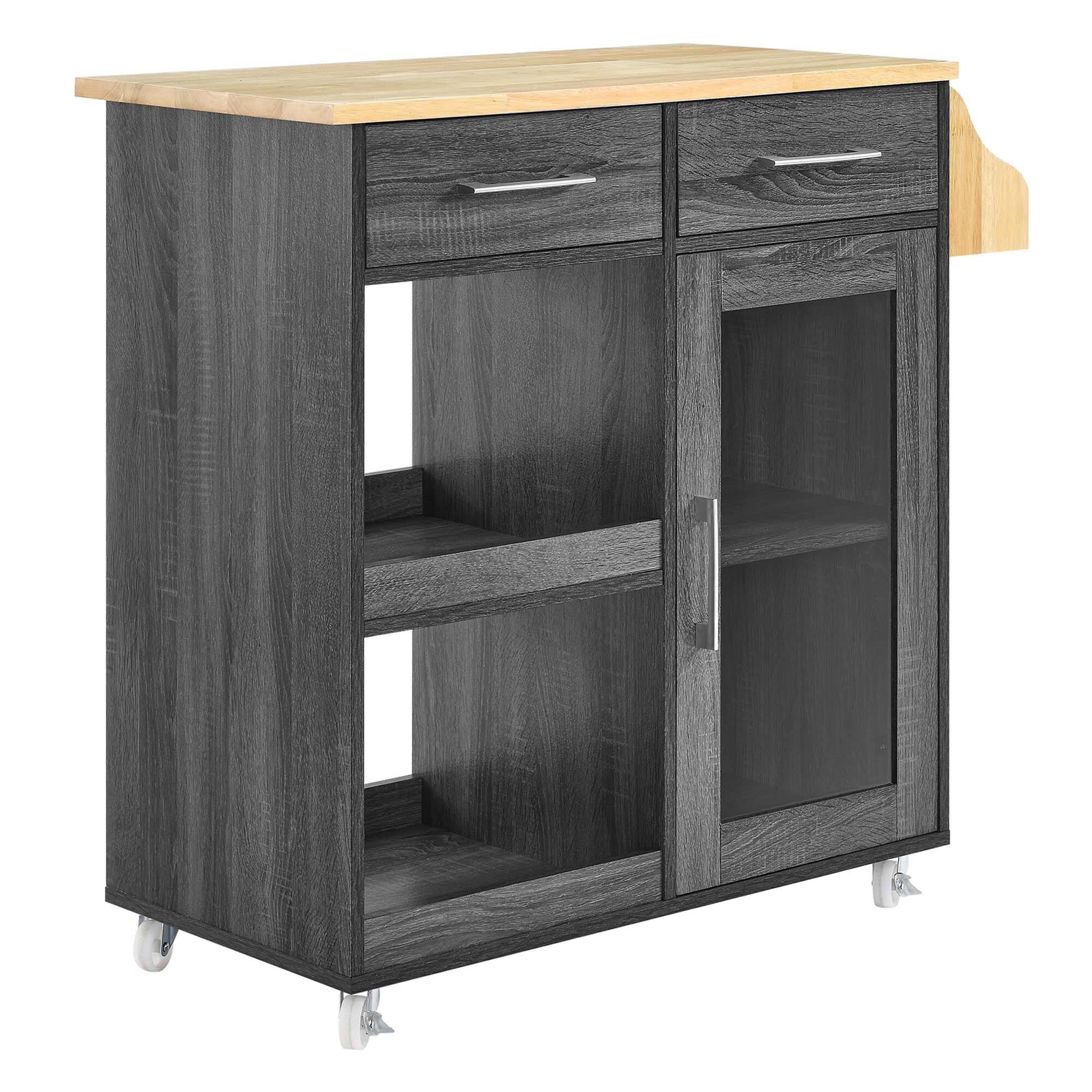 Angle. Modway - Culinary Kitchen Cart With Spice Rack by Modway - Charcoal Natural.