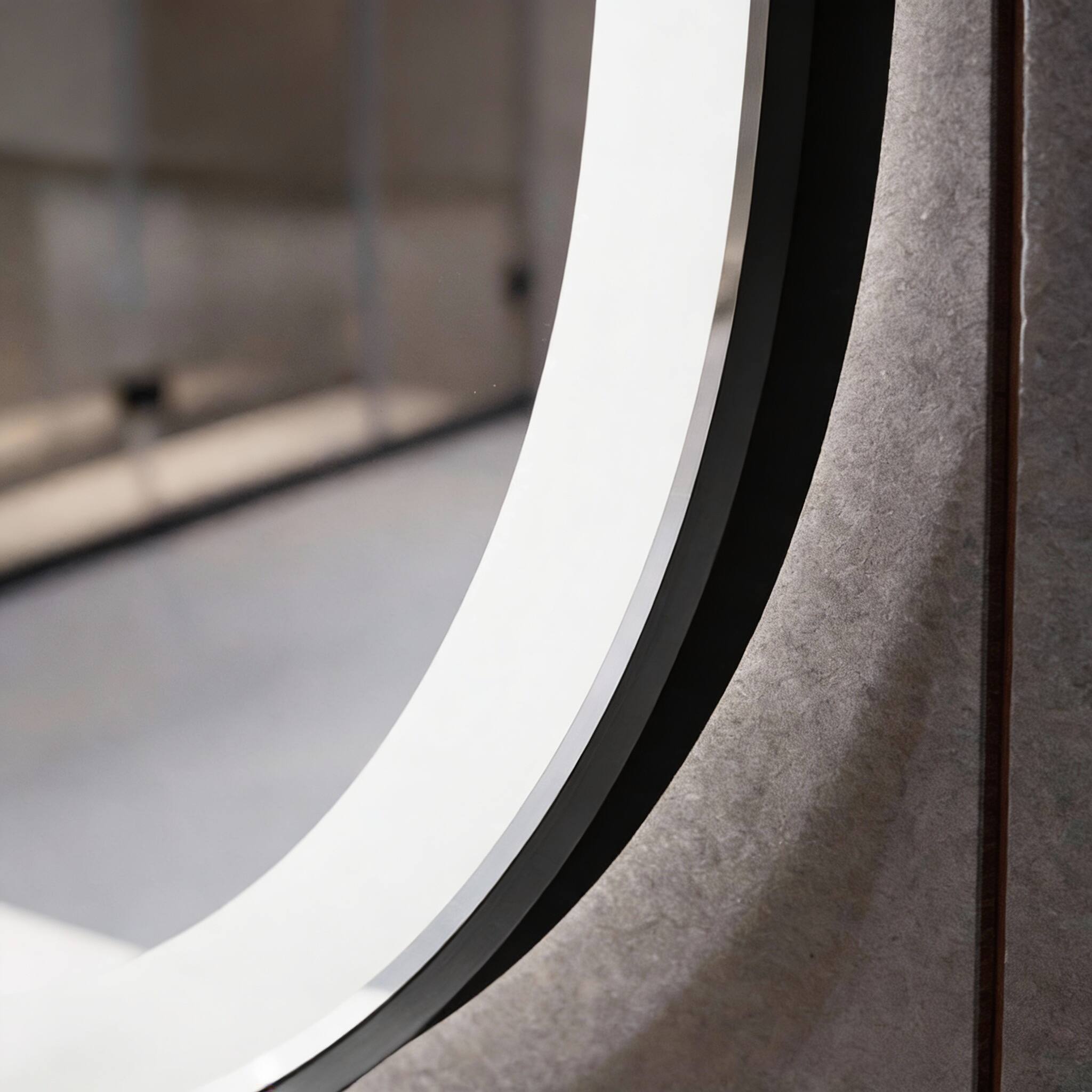 Back. OMOMMD - Oval Led Bathroom Mirror Lighted Vanity With Frame Anti Fog Smart Colors Dimmable For Makeup Frontlit Water - Black 40"L x 24"W.