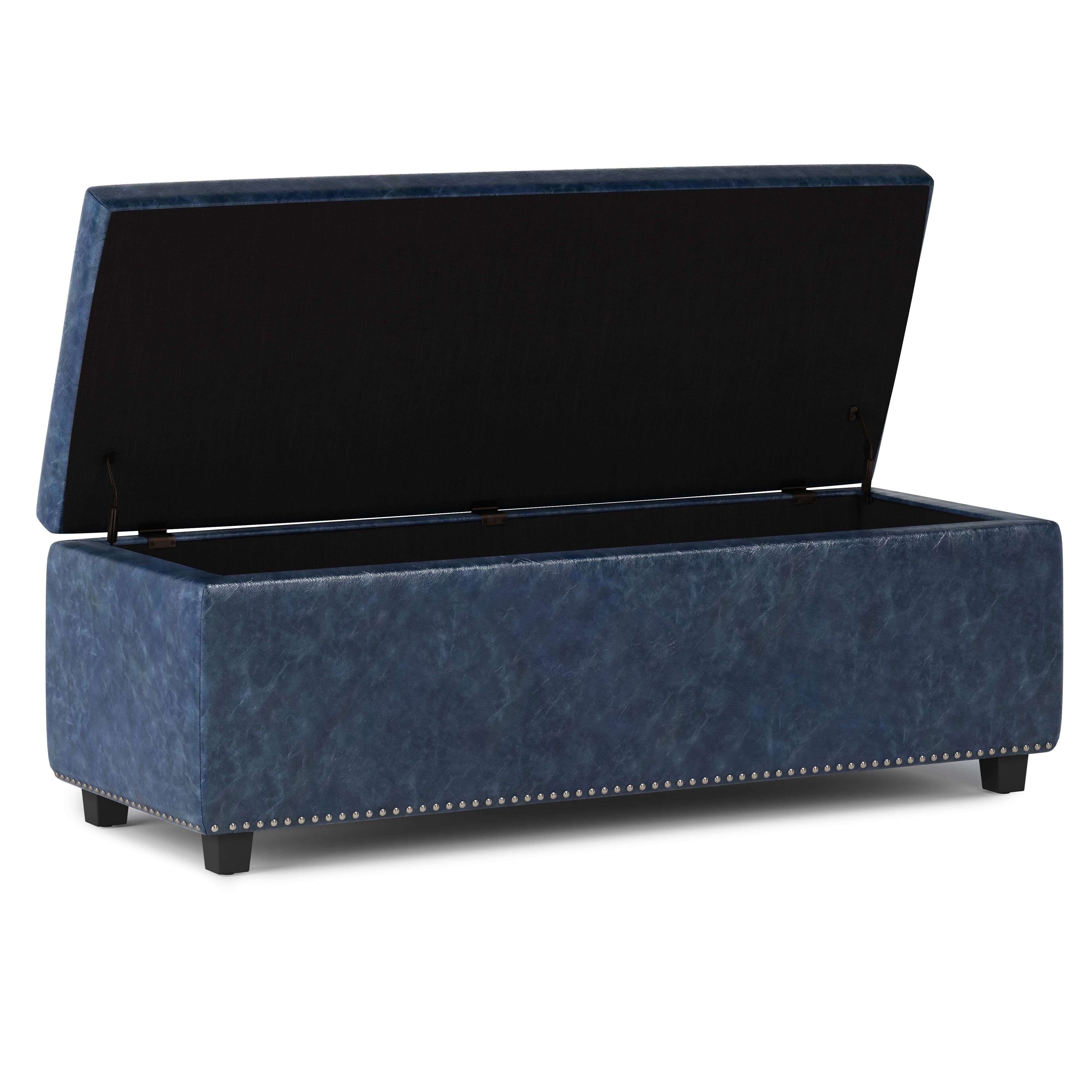 Alt View 12. Simpli Home - Hamilton Storage Ottoman - Denim Blue.