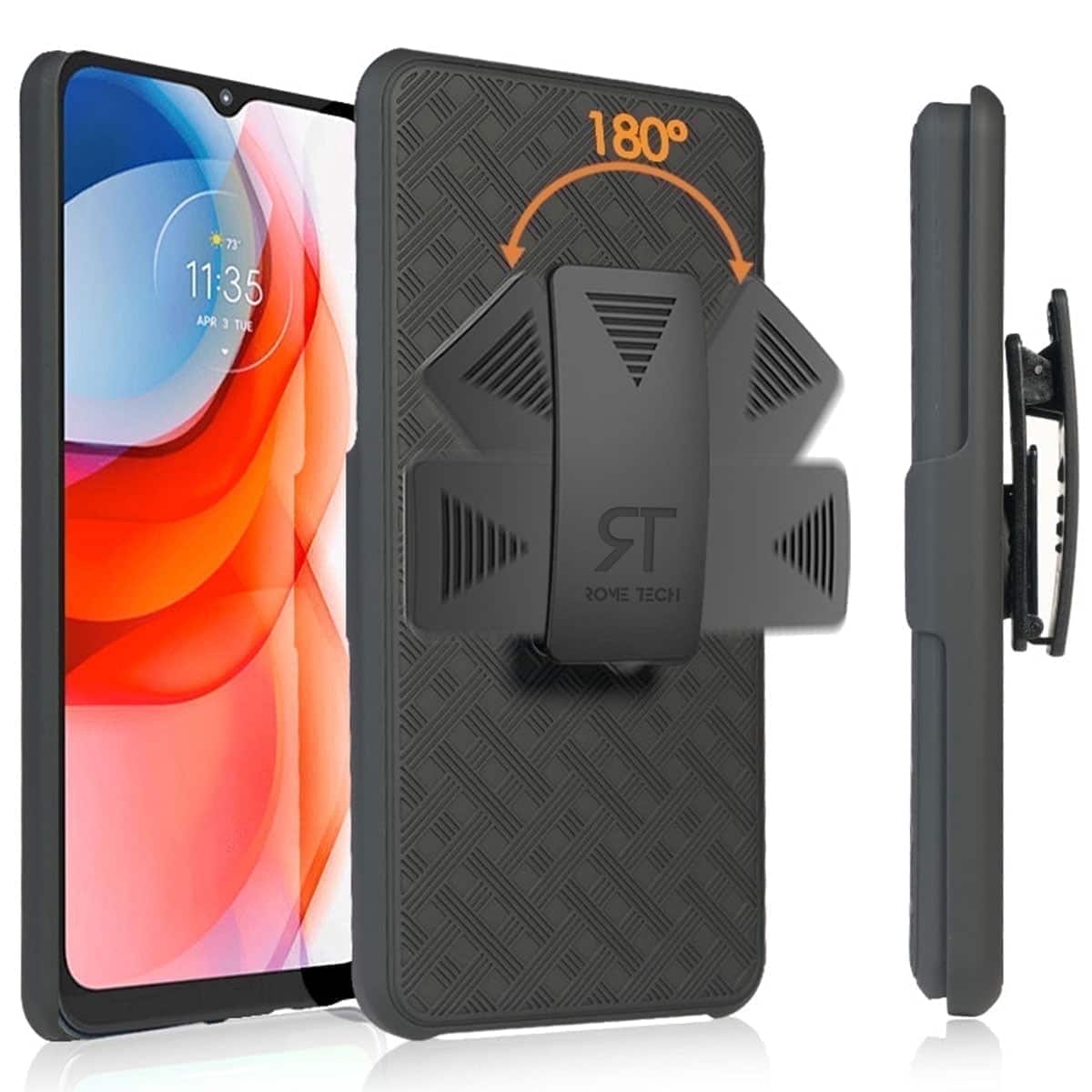 RomeTech - Shell Holster Combo Case for Motorola Moto G Play (2021) - Black